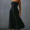 Scuba Crepe Pocket Detail Bandeau Maxi Dress