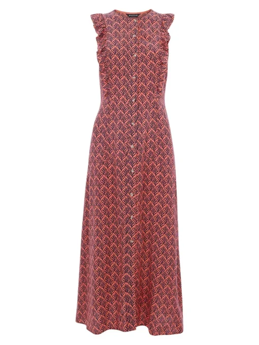 Sea Tree Frill Midi Dress-