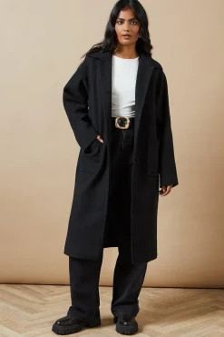 Self Covered Button Midi Dolly Coat