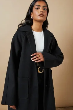 Self Covered Button Midi Dolly Coat