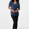 Semi Sheer Glittery Short Sleeve Top