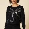 Sequin Bow Christmas Crew Neck Jumper