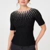 Sequin Embellished Short Sleeve Knit Top