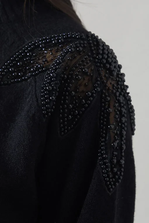 Sequin Leaf Shoulder Detail Jumper