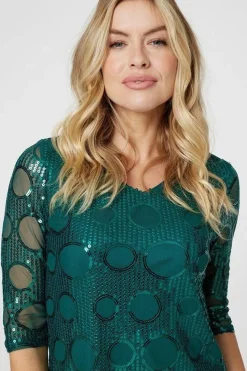 Sequin Polka Dot Asymmetric Top