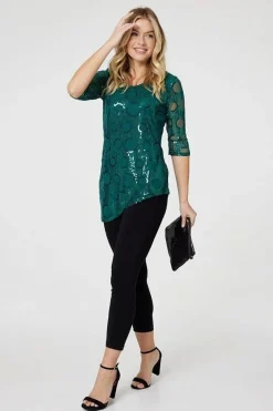 Sequin Polka Dot Asymmetric Top