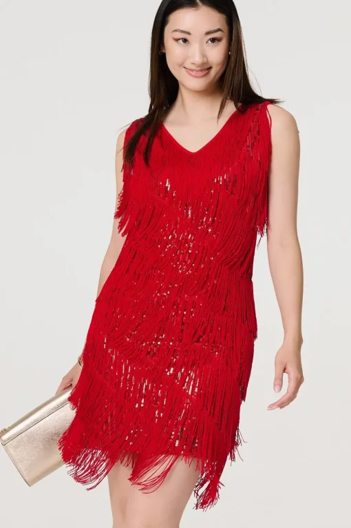 Sequin Tassel Fringed Mini Dress