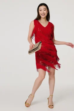 Sequin Tassel Fringed Mini Dress