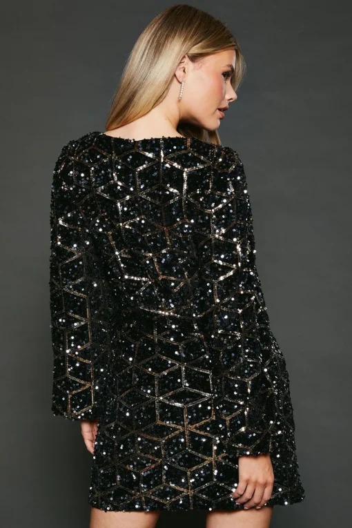 Sequin Velvet Wrap Dress