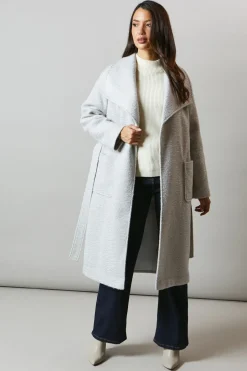 Shawl Collar Patch Pocket Belted Coat