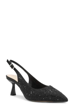 Shimmer 'Fiora' Wide Fit Mid Kitten Heel Slingback Shoe