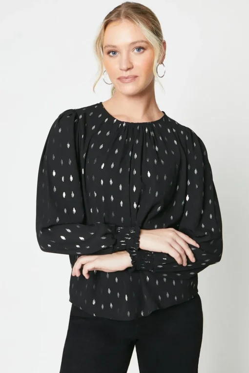 Shirred Cuff Blouse
