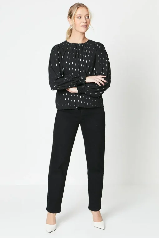 Shirred Cuff Blouse