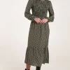 Shirred Front Midi Dress