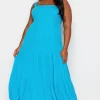 Shirred Strappy Midi Dress