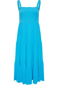 Shirred Strappy Midi Dress