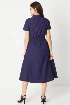 Shirred Waist Shirt Dress