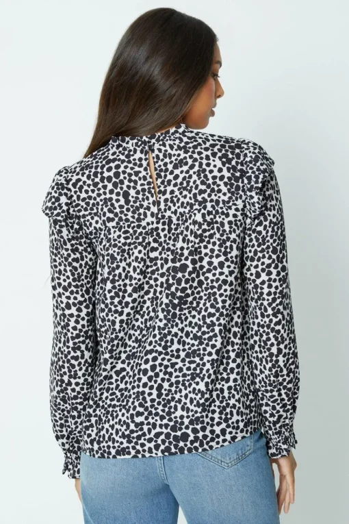 Shirred Yoke Long Sleeve Blouse
