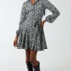 Shirt Mini Dress With Godet Hem & Tie