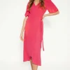 Short Sleeve Midi Wrap Dress