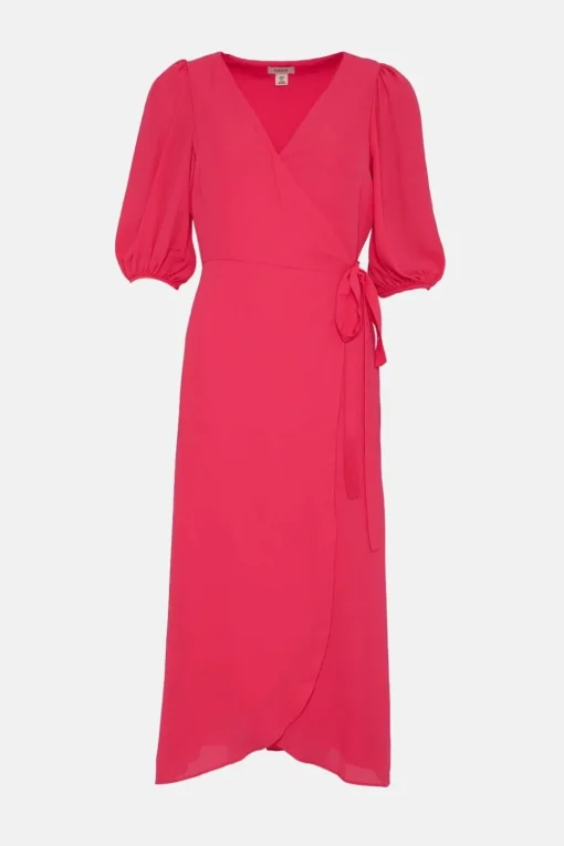 Short Sleeve Midi Wrap Dress