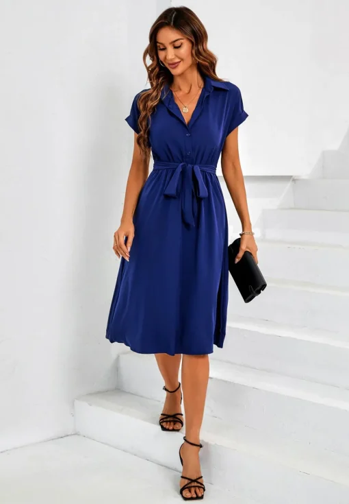Short Sleeve Shirt Midi Dress