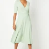 Short Sleeve Wrap Midi Dress