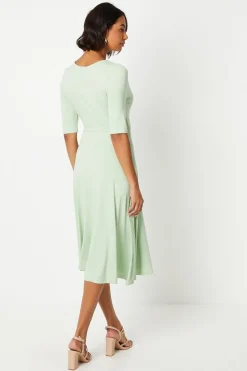 Short Sleeve Wrap Midi Dress