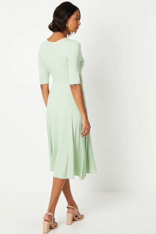 Short Sleeve Wrap Midi Dress