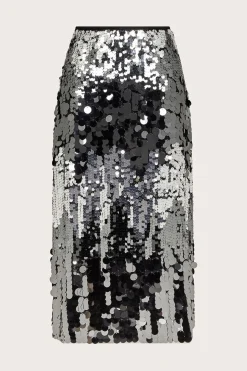 Sia Sequin Midi Skirt Silver