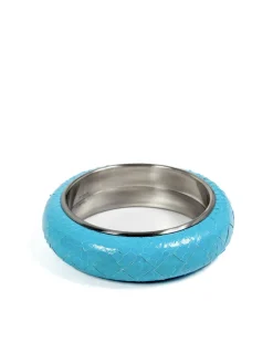 Silver and Snake Leather Bracelet
