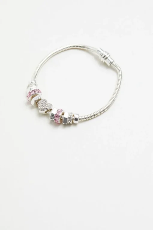 Silver Heart Pink Magnetic Bracelet - Gift Boxed