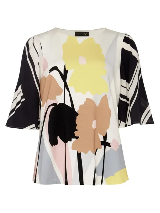 Silvie Floral And Stripe Print Top-Floral