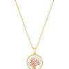 Simply Silver 14ct Gold Plated Sterling Silver 925 Tri Tone Tree of Love Necklace