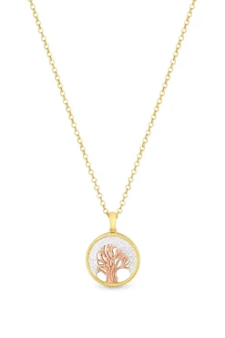 Simply Silver 14ct Gold Plated Sterling Silver 925 Tri Tone Tree of Love Necklace