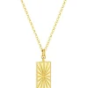 Simply Silver 14ct Gold Plated Sterling Silver 925 With Cubic Zirconia Rectangle Mystic Pendant