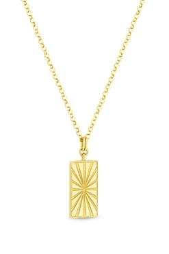 Simply Silver 14ct Gold Plated Sterling Silver 925 With Cubic Zirconia Rectangle Mystic Pendant