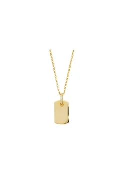 Simply Silver Gold Plated Sterling Silver 925 Tag Necklace