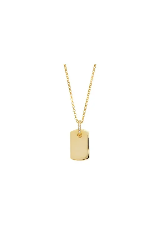 Simply Silver Gold Plated Sterling Silver 925 Tag Necklace