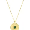 Simply Silver Gold Plated Sterling Silver 925 Malachite Pendant