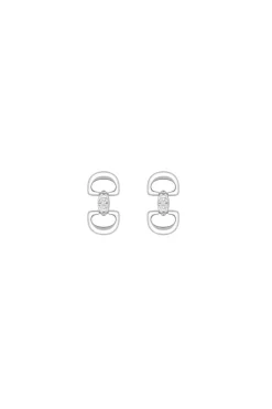 Simply Silver Sterling Silver 925 Polished and Cubic Zirconia Snaffle Drop Earrings