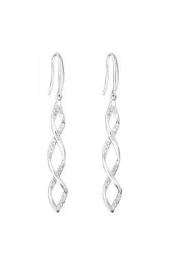 Simply Silver Sterling Silver 925 With Cubic Zirconia Wrapped In Love Intertwined Drop Earrings