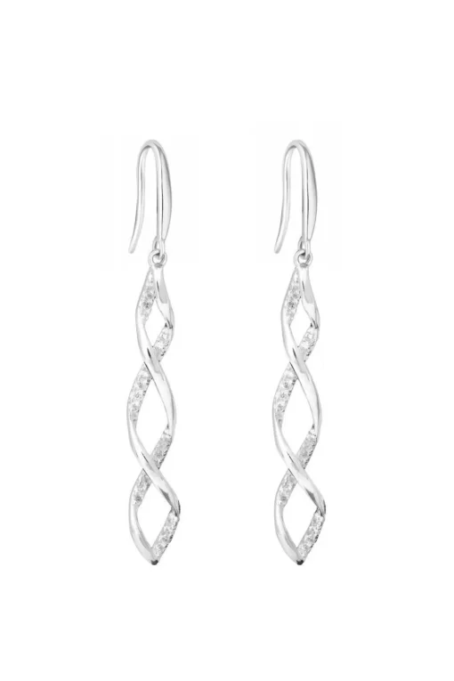 Simply Silver Sterling Silver 925 With Cubic Zirconia Wrapped In Love Intertwined Drop Earrings
