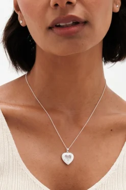 Simply Silver Sterling Silver 925 Cubic Zirconia Heart Shaker Necklace