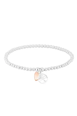 Simply Silver Sterling Silver 925 Mini Tree Of Love And Heart Stretch Bracelets