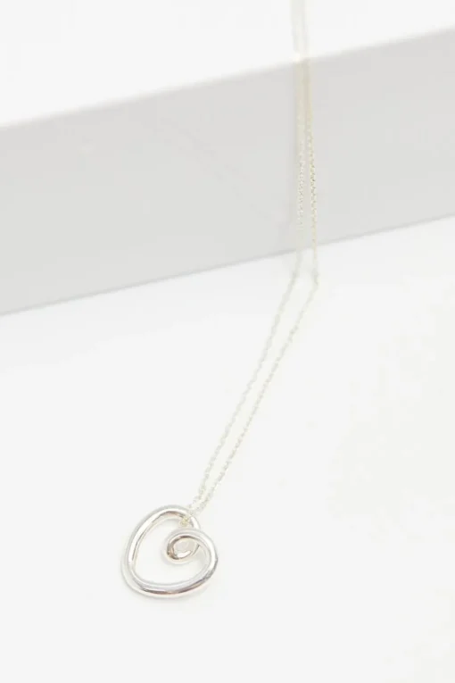 Simply Silver Sterling Silver 925 Swirl Open Heart Necklace