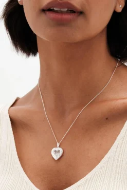 Simply Silver Sterling Silver 925 Cubic Zirconia Heart Shaker Necklace