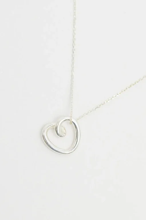 Simply Silver Sterling Silver 925 Swirl Open Heart Necklace