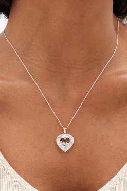 Simply Silver Sterling Silver 925 Cubic Zirconia Heart Shaker Necklace