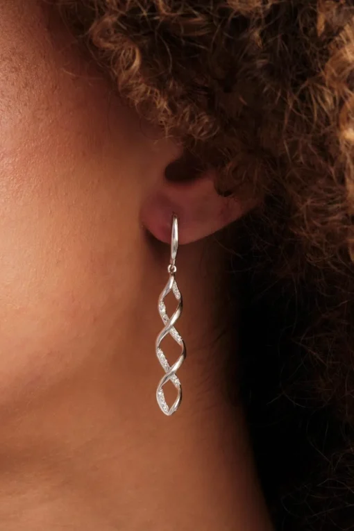 Simply Silver Sterling Silver 925 With Cubic Zirconia Wrapped In Love Intertwined Drop Earrings